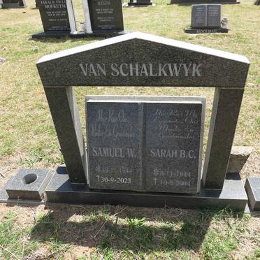SCHALKWYK Samuel W., van 1944-2023 & Sarah B.C. 1944-2004