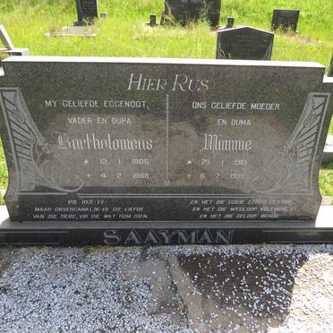 SAAYMAN Bartholomeus 1905-1988 & Mimmie 1910-1993