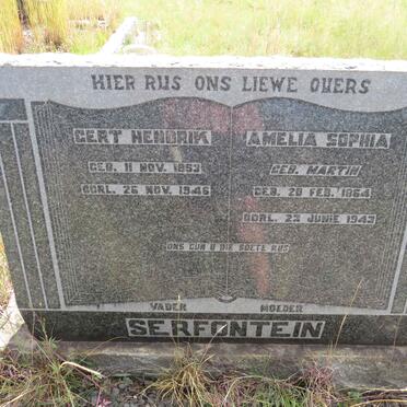 SERFONTEIN Gert Hendrik 1853-1946 & Amelia Sophia MARTIN 1864-1943