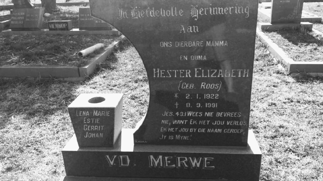 MERWE Hester Elizabeth, van der nee ROOS 1922-1991