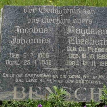 BENSCH Jacobus Johannes 1866-1952 &amp; Magdalena Elizabeth DU PLESSIS 1869-1962