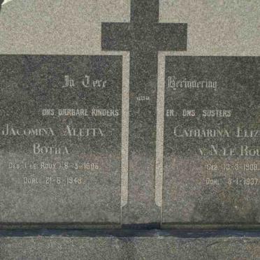 BOTHA Jacomina Aletta nee LE ROUX 1906-1949 :: LE ROUX Catharina Elizabeth v.N.  1908-1937