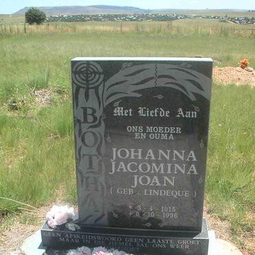 BOTHA Johanna Jacomina nee LINDEQUE 1915-1996
