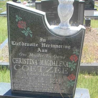 COETZEE Christina Magdalena nee HEFER 1934-1992