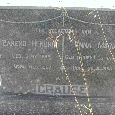 CRAUSE Barend Hendrik 1882-1957 &amp; Anna Maria KRIEK 1886-1956