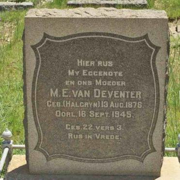 DEVENTER M.E., van nee HALGRYN 1876-1945