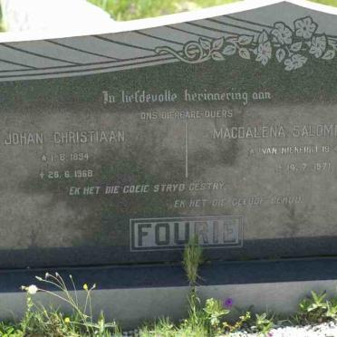 FOURIE Johan Christiaan 1894-1968 &amp; Magdalena Salomina Maria VAN NIEKERK 1904-1971