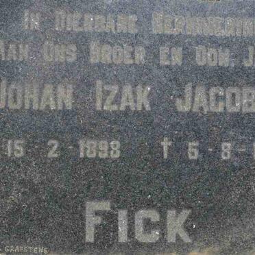 FICK Johan Izak Jacobus 1898-1974