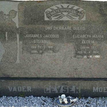 GEYSER Johannes Jacobus Stephanus 1881-1951 &amp; Elizabeth Maria Cecilia 1884-1961