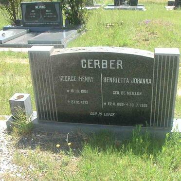 GERBER George Henry 1902-1973 &amp; Henrietta Johanna DE MEILLON 1903-1985