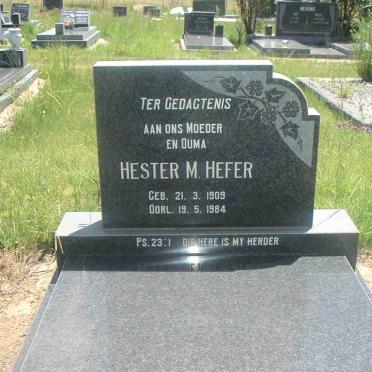 HEFER Hester M. 1909-1984