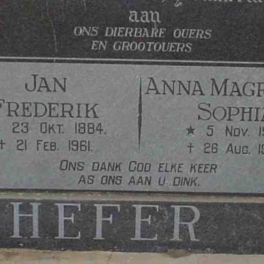 HEFER Jan Frederik 1884-1961 &amp; Anna Magrietha Sophia 1905-1950