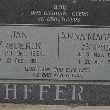 HEFER Jan Frederik 1884-1961 &amp; Anna Magrietha Sophia 1905-1950