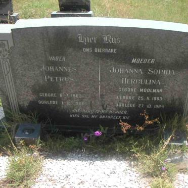 KRIEK Johannes Petrus 1903-1980 &amp; Johanna Sophia Herculina MOOLMAN 1903-1984