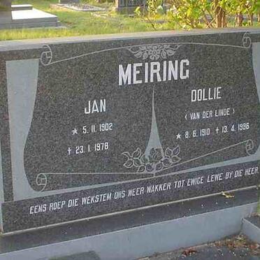 MEIRING Jan 1902-1978 &amp; Dollie VAN DER LINDE 1910-1996
