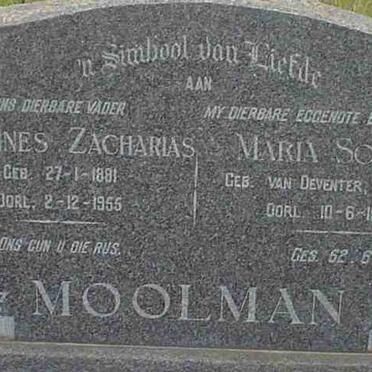 MOOLMAN Johannes Zacharias 1881-1955 &amp; Maria Sophia VAN DEVENTER 1891-1955