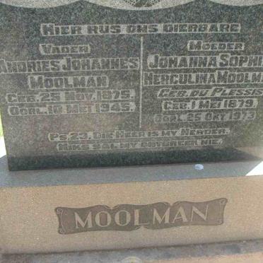 MOOLMAN Andries Johannes 1875-1945 &amp; Johanna Sophia Herculina DU PLESSIS 1879-1973