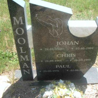 MOOLMAN Johan 1945-1999 :: MOOLMAN  Chris 1966-1999 :: MOOLMAN Paul 1976-2000