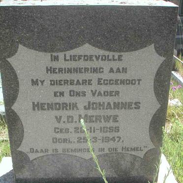 MERWE Hendrik Johannes, van der 1896-1947