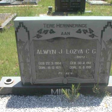 MINNE Alwyn J. 1904-1971 &amp; Lozya C.C. BRITZ 1912-1991