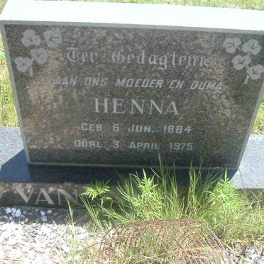NIEKERK Henna, van 1884-1975