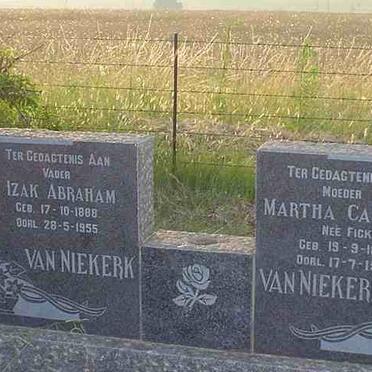 NIEKERK Izak Abraham 1888-1955 &amp; Martha Carolina FICK 1888-1872