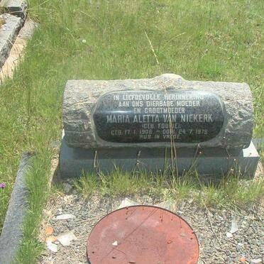 NIEKERK Maria Aletta, van nee FOURIE 1904-1948