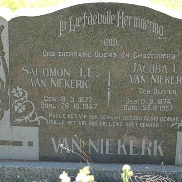 NIEKERK Salomon J.L., van 1872-1957 &amp; Jacoba C.P. OLIVIER 1874-1957