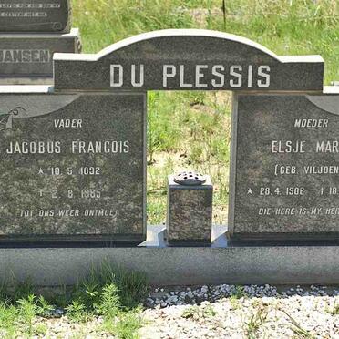 PLESSIS Jacobus Francois, du 1892-1985 &amp; Elsje Maria VILJOEN 1902-1978