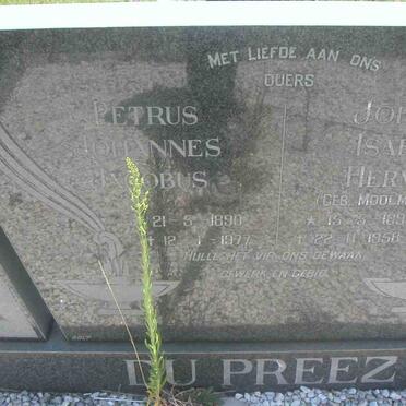 PREEZ Petrus Johannes Jacobus, du 1890-1977 &amp; Johanna Isabella Hermiena MOOLMAN 1895-1958