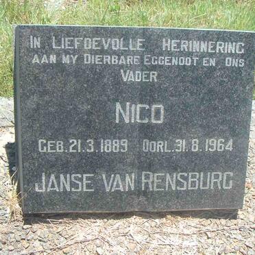RENSBURG Nico, Janse van 1889-1964