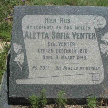 VENTER Aletta Sofia nee VENTER 1870-1948