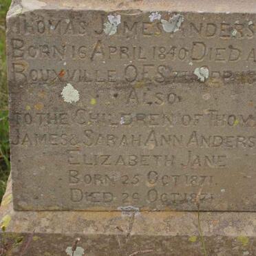 ANDERSON Thomas James 1840-1878 :: ANDERSON Elizabeth Jane 1871-1871