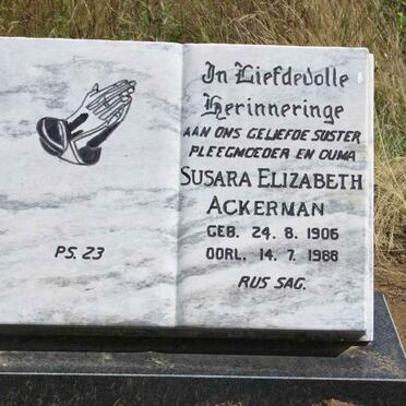 ACKERMAN Susara Elizabeth 1906-1988