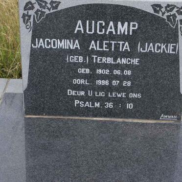 AUCAMP Jacomina Aletta nee TERBLANCHE 1902-1996