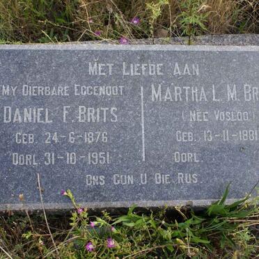 BRITS Daniel F. 1876-1951 &amp; Martha L.M. VOSLOO 1881-