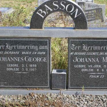 BASSON Johannes George 1899-1987 &amp; Johanna Maria VILJOEN 1899-1981