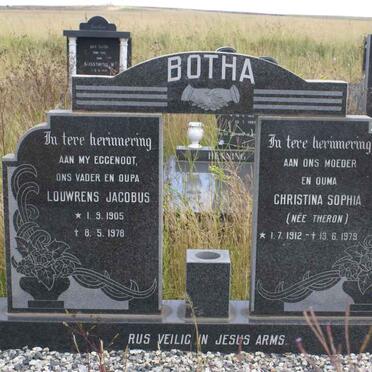BOTHA Louwrens Jacobus 1905-1978 &amp; Christina Sophia THERON 1912-1979