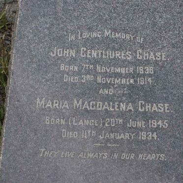 CHASE John Centliures 1836-1914 &amp; Maria Magdalena LANGE 1845-1934