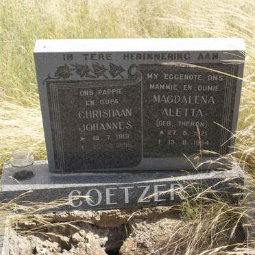 COETZER Christiaan Johannes 1913-1995 &amp; Magdalena Aletta THERON 1921-1994
