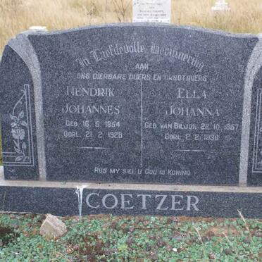 COETZER Hendrik Johannes 1854-1928 &amp; Ella Johanna VAN BILJON 1857-1930