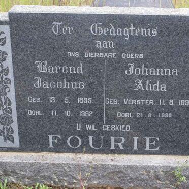 FOURIE Barend Jacobus 1895-1962 &amp; Johanna Alida VERSTER 1898-1980