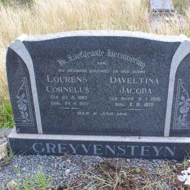 GREYVENSTEYN Lourens Cornelus 1887-1957 &amp; Daveltina Jacoba BOYCE 1888-1970