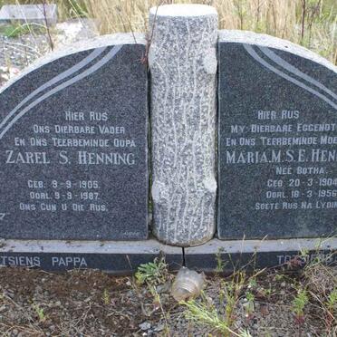 HENNING Zarel S. 1905-1987 &amp; Maria M.S.E. BOTHA 1904-1956