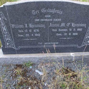 HENNING Willem J. 1896-1953 &amp; Anna M.F. BASSON 1882-1956