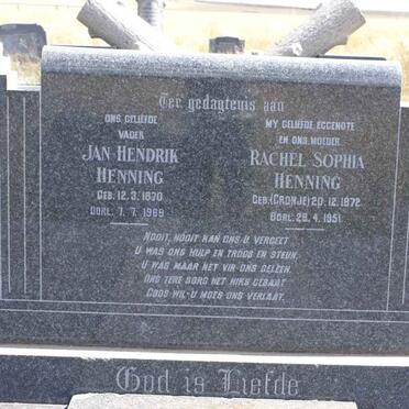 HENNING Jan Hendrik 1870-1969 &amp; Rachel Sophia CRONJE 1872-1951