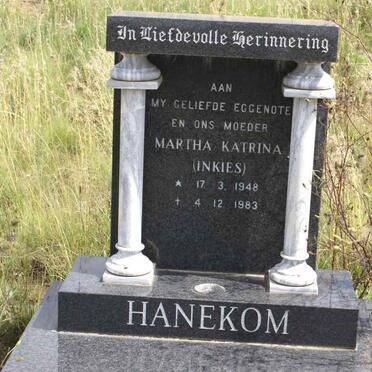 HANEKOM Martha Katrina 1948-1983