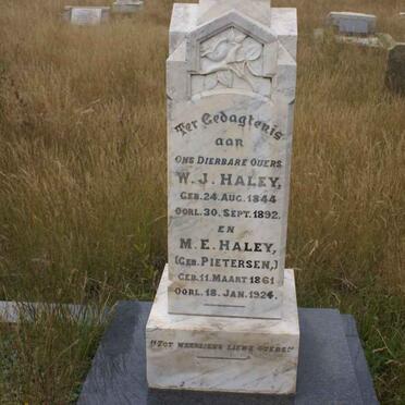 HALEY W.J. 1844-1892 &amp; M.E. PIETERSEN 1861-1924