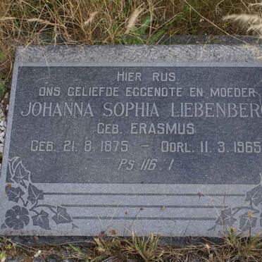 LIEBENBERG Johanna Sophia nee ERASMUS 1875-1965