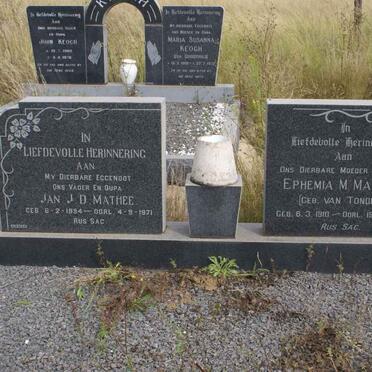 MATHEE Jan J.D. 1894-1971 &amp; Ephemia M. VAN TONDER 1910-1974